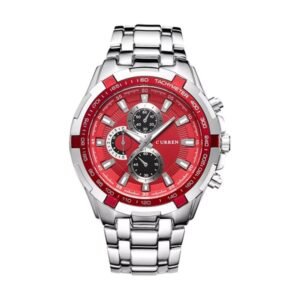 Reloj Curren 8023 - Plateado, esfera roja