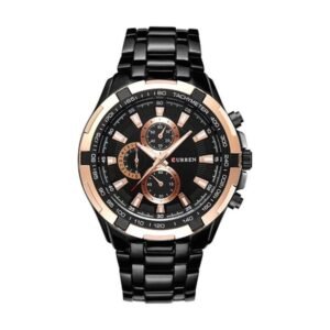 Reloj Curren 8023 - Negro y oro rosa, esfera negra