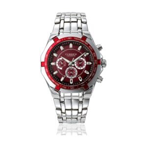 Reloj Curren 8084 - Plateado, esfera roja