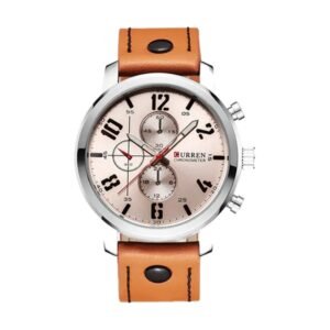 Reloj Curren 8192 - Cuero café claro, esfera blanca