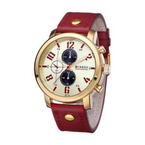 Reloj Curren 8192 - Cuero rojo, esfera blanca