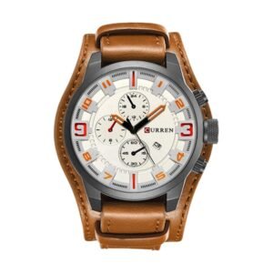 Reloj Curren 8225 - Cuero café claro, esfera blanca