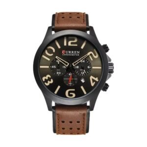 Reloj Curren 8244 - Cuero café, esfera negra