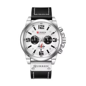 Reloj Curren 8314 - Cuero negro, esfera blanca