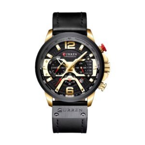 Reloj Curren 8329 - Cuero negro, esfera negra y dorada