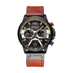 Reloj Curren 8329 - Cuero café, esfera negra