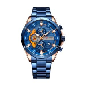 Reloj Curren 8402 - Azul, esfera azul y naranja