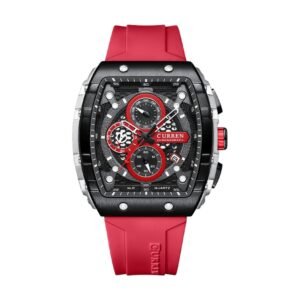 Reloj Curren 8442 - Correa roja, esfera negra y roja