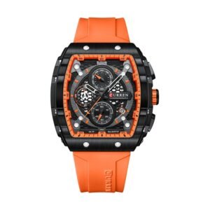 Reloj Curren 8442 - Correa naranja, esfera negra y naranja