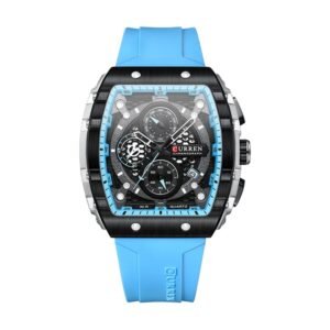Reloj Curren 8442 - Correa celeste, esfera negra
