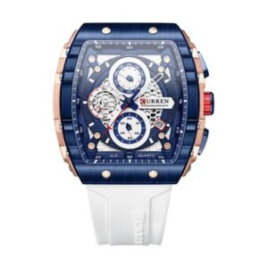 Reloj Curren 8442 - Correa blanca, esfera azul
