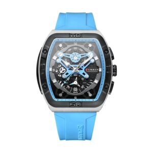 Reloj Curren 8443 - Correa celeste, esfera negra