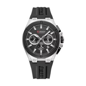 Reloj Curren 8487 - Correa negra, caja plateada