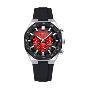 Reloj Curren 8489 - Correa negra, esfera roja