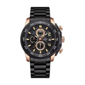 Reloj Naviforce 8047 - Negro y oro rosa, esfera negra