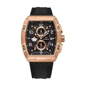 Reloj Naviforce 8052 - Correa negra, caja oro rosa