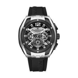 Reloj Naviforce 8063 - Correa negra, caja plateada