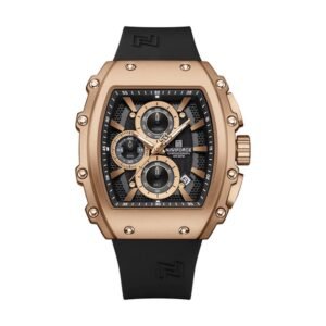 Reloj Naviforce 8070 - Correa negra, caja oro rosa
