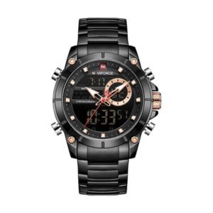 Reloj Naviforce 9163 - Negro y oro rosa, esfera negra