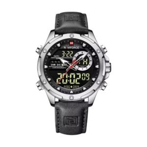 Reloj Naviforce 9208 - Cuero negro, caja plateada