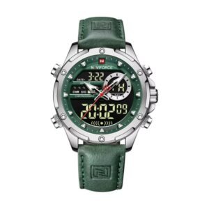 Reloj Naviforce 9208 - Cuero verde, caja plateada