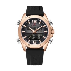 Reloj Naviforce 9264 - Correa negra, caja oro rosa