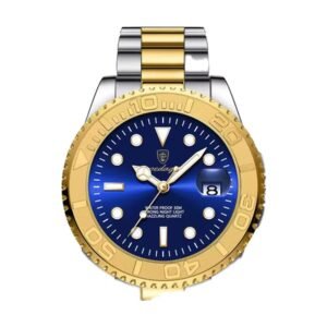 Reloj Poedagar 680 - Bicolor, bisel dorado y esfera azul