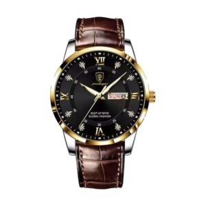 Reloj Poedagar 836 - Cuero café, esfera negra
