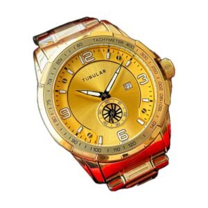 Reloj Tubular 01 - Dorado, esfera dorada